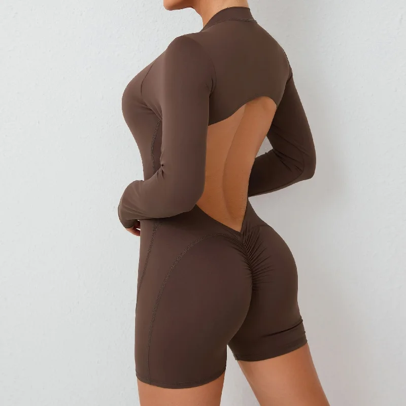 Back half zip one-piece yoga suit 6 colors