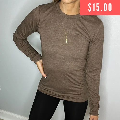 Basic Long Sleeve Tee | Heather Brown