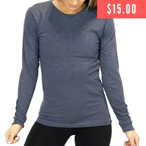 Basic Long Sleeve Tee | Heather Navy