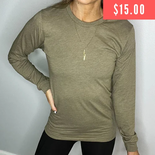 Basic Long Sleeve Tee | Heather Olive