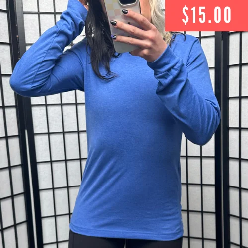 Basic Long Sleeve Tee | Heather True Royal