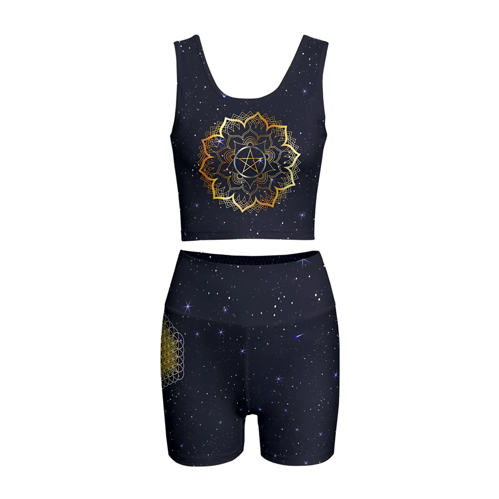 GOLDEN MANDALA YOGA OUTFIT SET FOR WOMEN