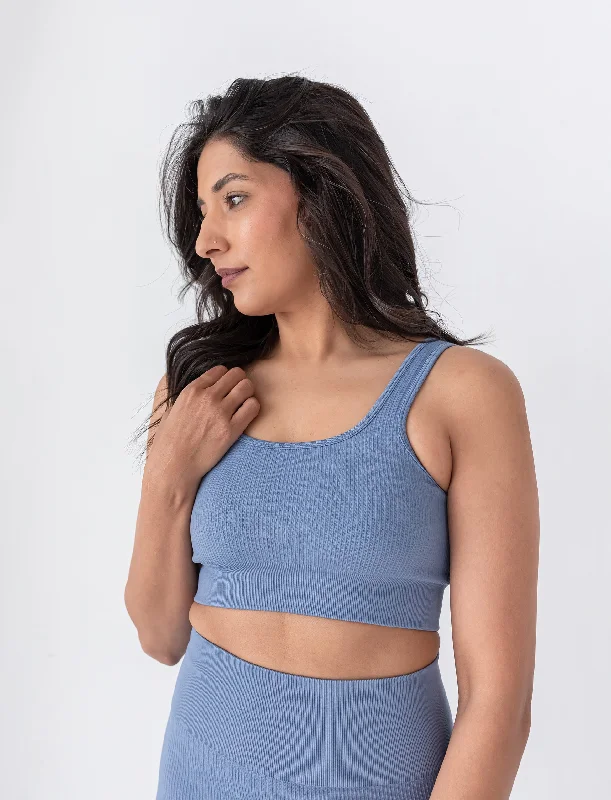 LADIES SEAMLESS RIB SPORTS CROP