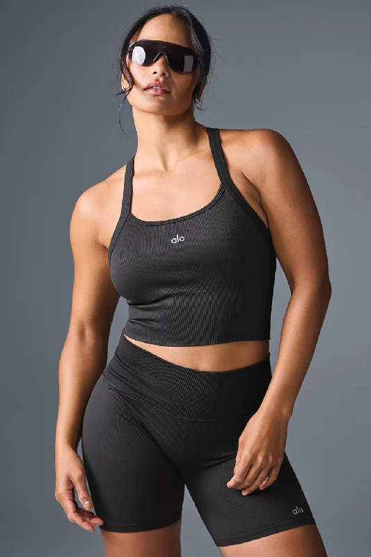 Seamless Ribbed Favorite Bra Tank - Black