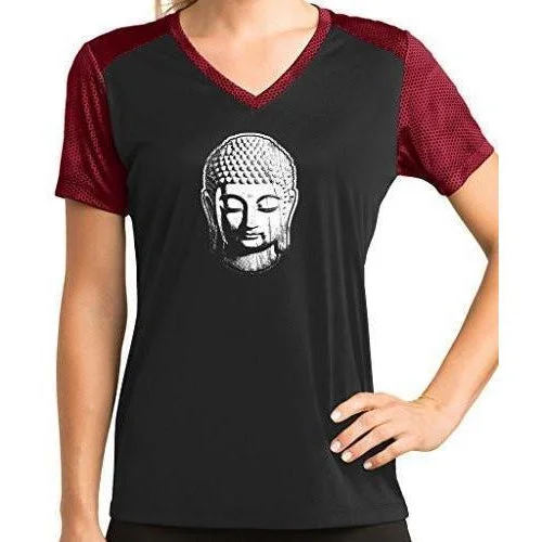 Womens Buddha V-neck Performance yoga Tee