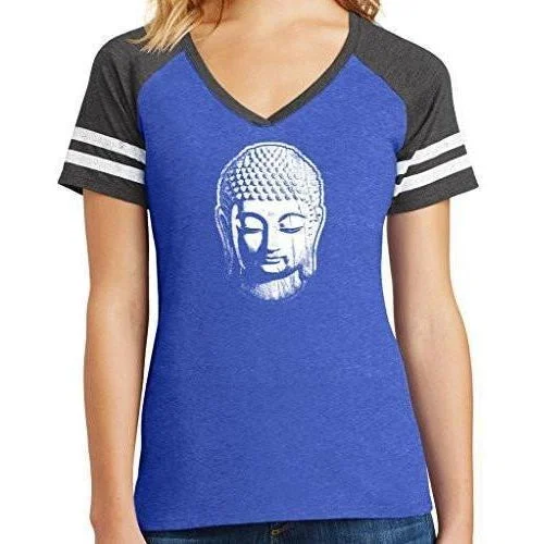 Ladies V-neck Yoga Top - Little Buddha Head