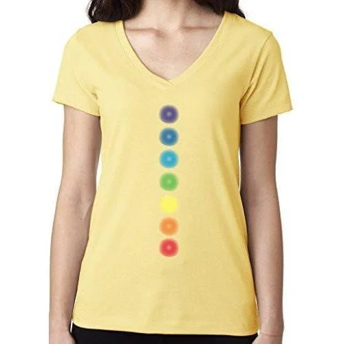 Ladies "Glowing Chakras" Lightweight V-neck Tee